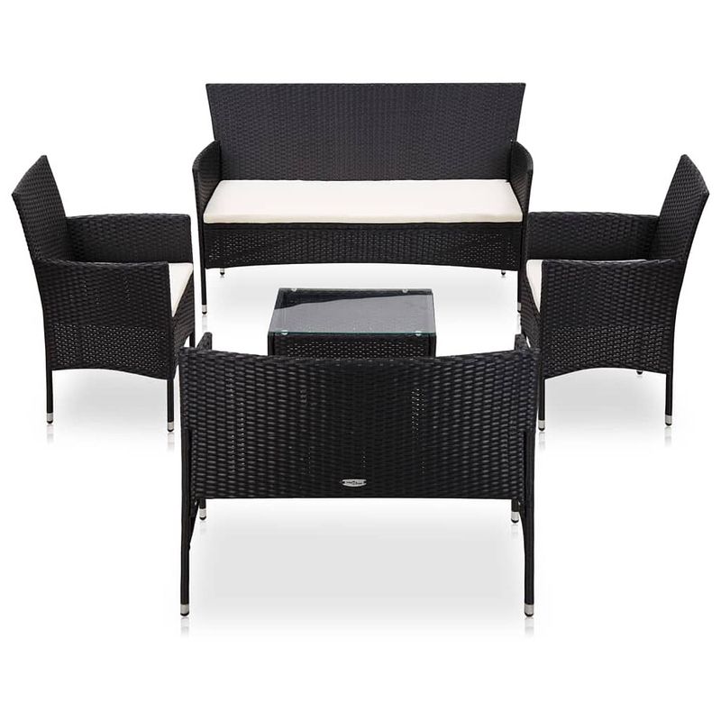 Foto van Vidaxl 5-delige loungeset met kussens poly rattan zwart