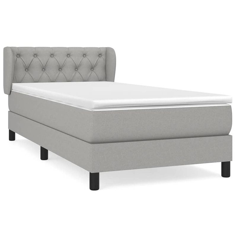 Foto van The living store boxspringbed - rustgevend - bed lichtgrijs 203 x 83 x 78/88 cm - pocketvering matras 80 x 200 x 20 cm