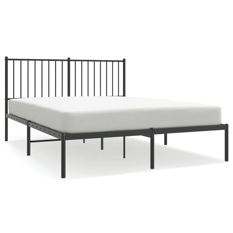 Foto van Vidaxl bedframe met hoofdbord metaal zwart 140x190 cm