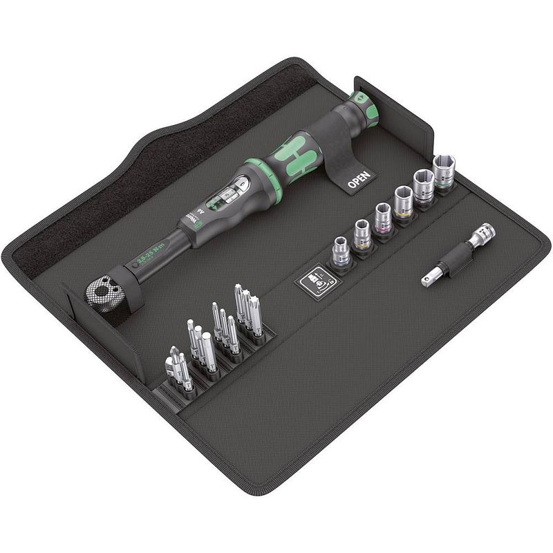 Foto van Wera click-torque a 6 set 1 05130110001 momentsleutel met omschakelbare ratel 1/4 (6.3 mm) 2.5 - 25 nm