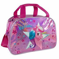 Foto van Cool kids sport weekend tas meisjes paars pink met reflexterende delen 48x21x21