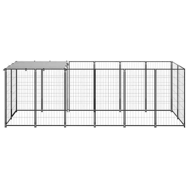 Foto van The living store hondenkennel xxl - groot for - draadgaas - waterbestendig dak - zwart/zilver - 330x110x110 cm