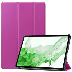 Foto van Basey samsung galaxy tab s8 ultra hoesje kunstleer hoes case cover - paars