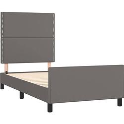 Foto van The living store bedframe - comfort - bedframes - 193x93x118/128 cm - grijs kunstleer