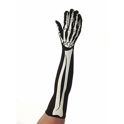 Foto van Halloween - skelet handschoenen lang voor volwassenen - verkleedhandschoenen