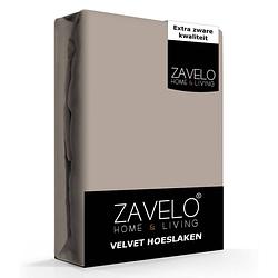 Foto van Zavelo flanel velvet hoeslaken taupe-1-persoons (90x200 cm)