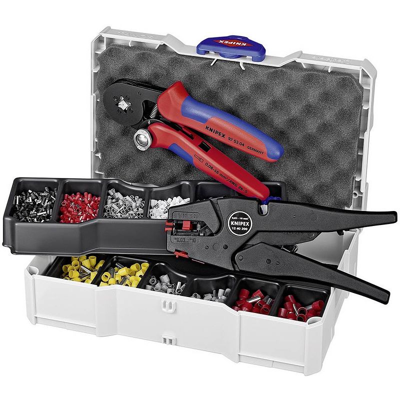 Foto van Knipex 97 90 10 krimptang adereindhulzen 0.08 tot 10 mm² incl. striptang, incl. assortiment adereindhulzen in koffer