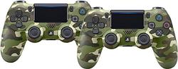 Foto van Sony playstation 4 draadloze dualshock v2 4 controller groen camo duo pack