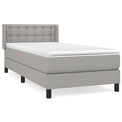 Foto van The living store boxspringbed - comfort - bed - 193 x 93 x 78/88 cm - lichtgrijs - pocketvering matras - middelharde