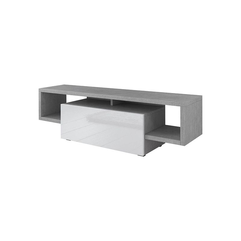 Foto van Meubella tv-meubel harrison - wit - betonlook - 138 cm - actie