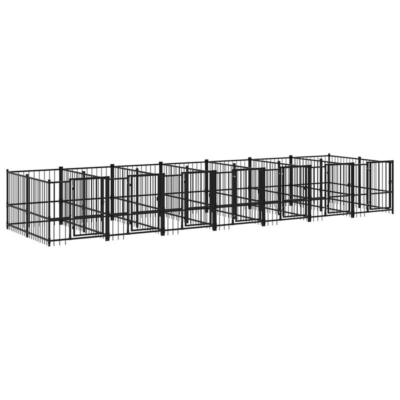 Foto van The living store hondenhok xl - stalen hondenkennel - 679x193.5x100 cm - veilig en comfortabel voor je puppy