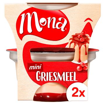 Foto van Mona mini griesmeel pudding met rode bessensaus 2 x 135ml bij jumbo
