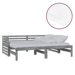 Foto van The living store slaapbank uitschuifbaar massief grenenhout grijs 2x(90x200) cm - bed