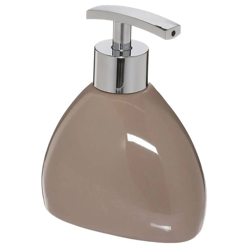 Foto van Zeeppompje/zeepdispenser van keramiek - taupe - 300 ml - zeeppompjes