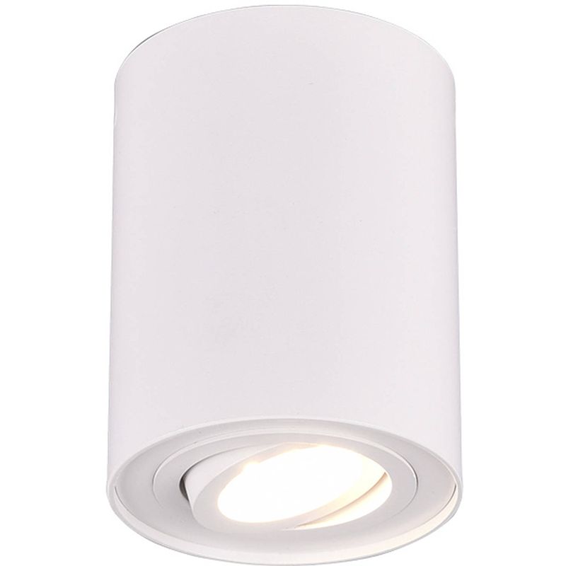 Foto van Led plafondlamp - plafondverlichting - trion cosmin - gu10 fitting - 1-lichts - rond - mat wit - aluminium