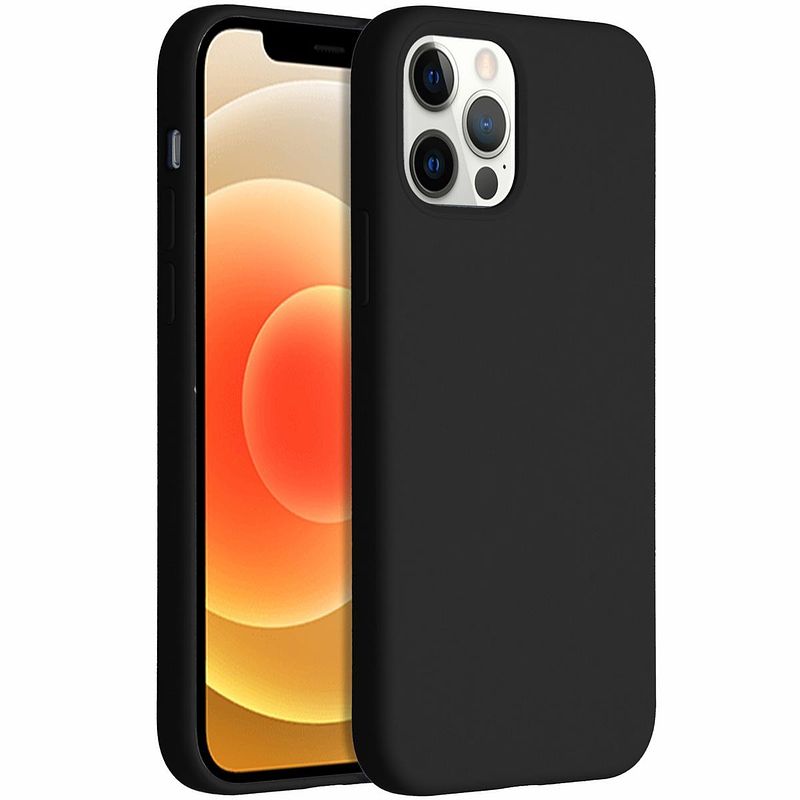 Foto van Accezz liquid silicone voor apple iphone 12 (pro) telefoonhoesje zwart