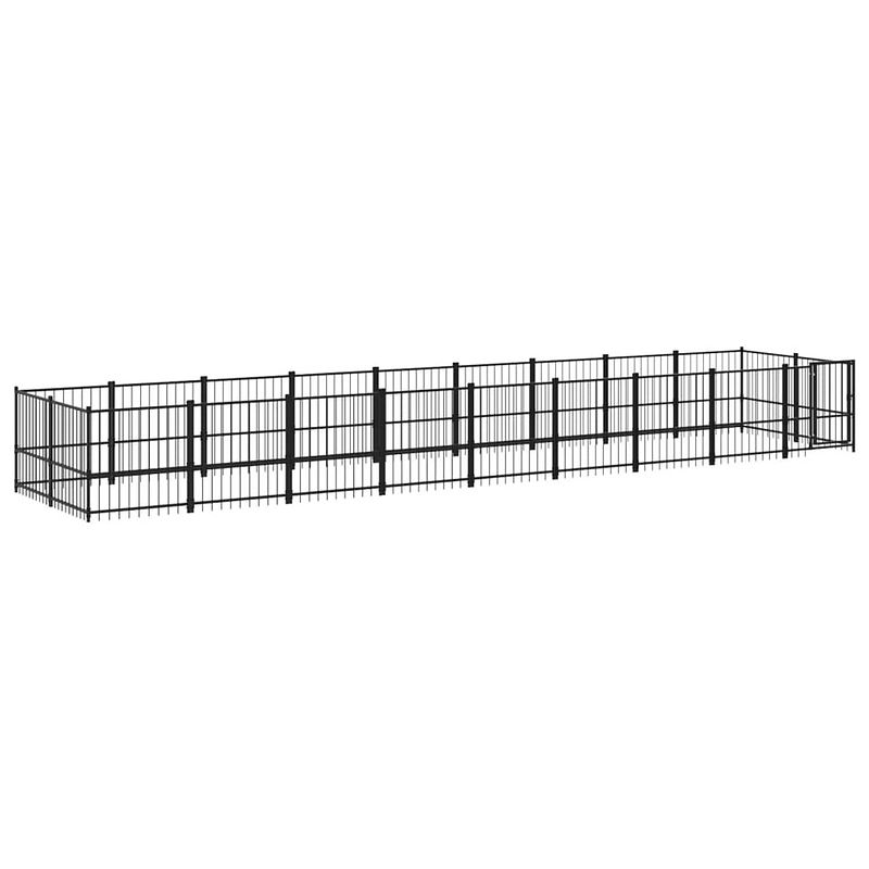 Foto van The living store hondenhok - hondenkennel - 873x193.5x100 cm - zwart