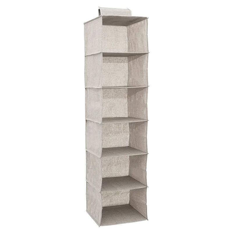 Foto van 5five kast organiser - hangend - 6 vakken - 30 x 30 x 120 cm - beige - opbergmanden