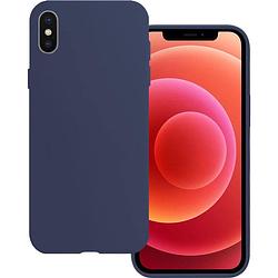 Foto van Basey hoes voor iphone xs hoesje siliconen - hoes voor iphone xs case back cover silicone - donker blauw