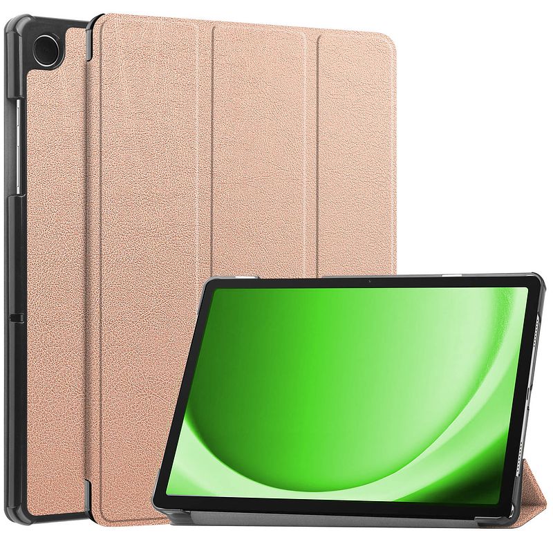 Foto van Basey samsung galaxy tab a9 hoesje kunstleer hoes case cover samsung galaxy tab a9-rose goud