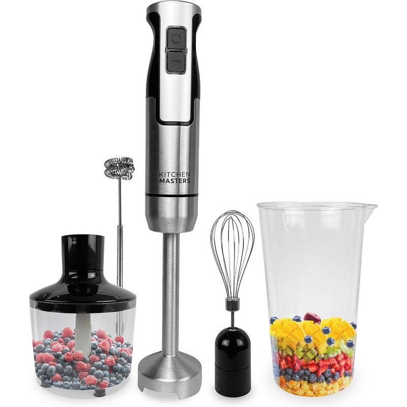 Foto van Kitchenmasters staafmixer set - hakmolen, garde & melkopschuimer - mixer 5-in-1 - 1000w - 7 snelheden