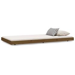 Foto van The living store houten bedframe - grenenhout - 203.5 x 94 x 13 cm - honingbruin