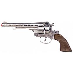 Foto van Gonher speelgoed revolver cowboy 12 schots staal zilver