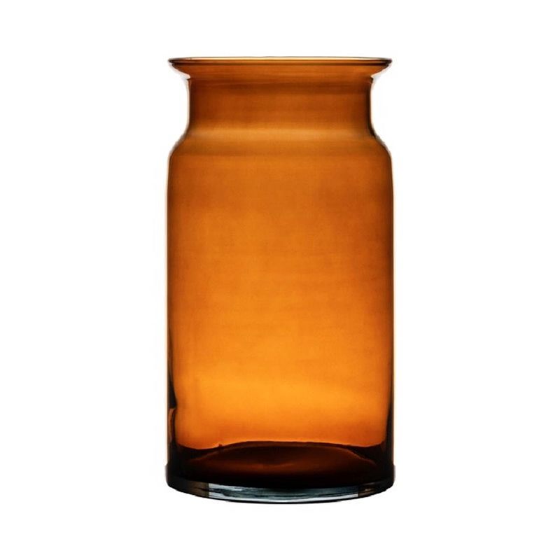 Foto van Oranje/transparante melkbus vaas/vazen van glas 29 cm - vazen