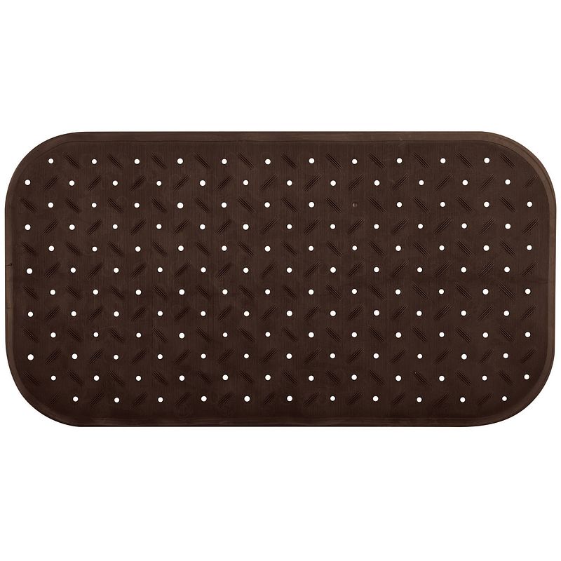 Foto van Msv douche/bad anti-slip mat badkamer - rubber - bruin - 36 x 76 cm - badmatjes