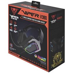Foto van Viper pv3807umxek over ear headset kabel gamen 7.1 surround zwart, zilver noise cancelling volumeregeling, microfoon uitschakelbaar (mute)