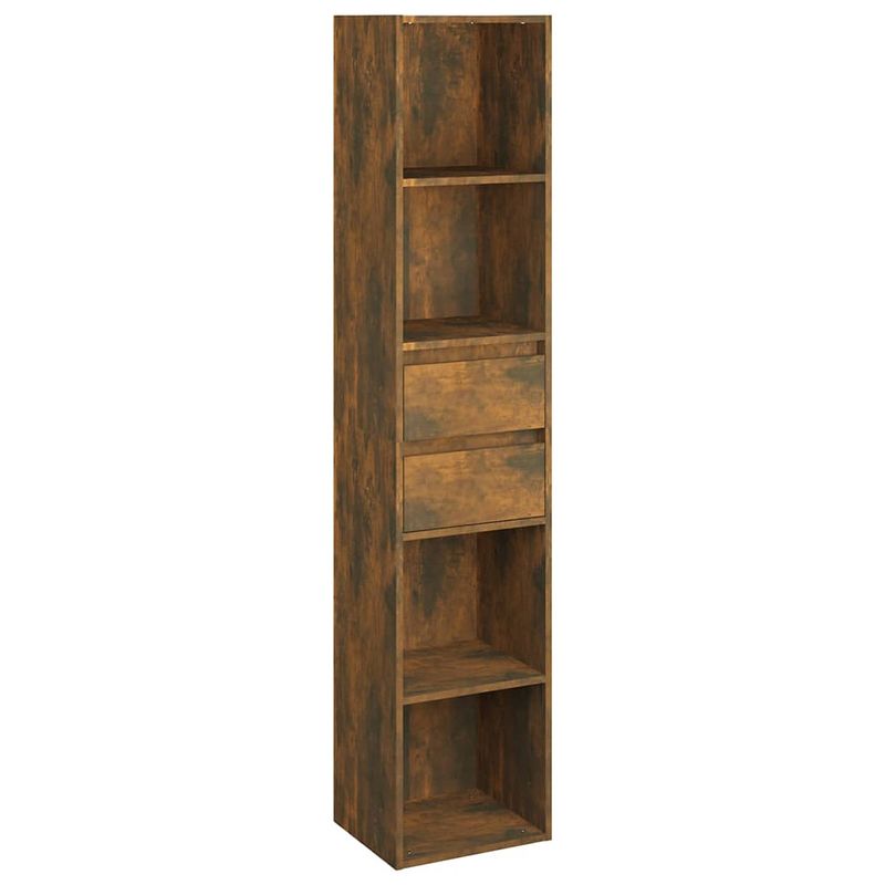 Foto van The living store boekenkast gerookt eiken - hout - 36x30x171 cm - ruime opbergruimte