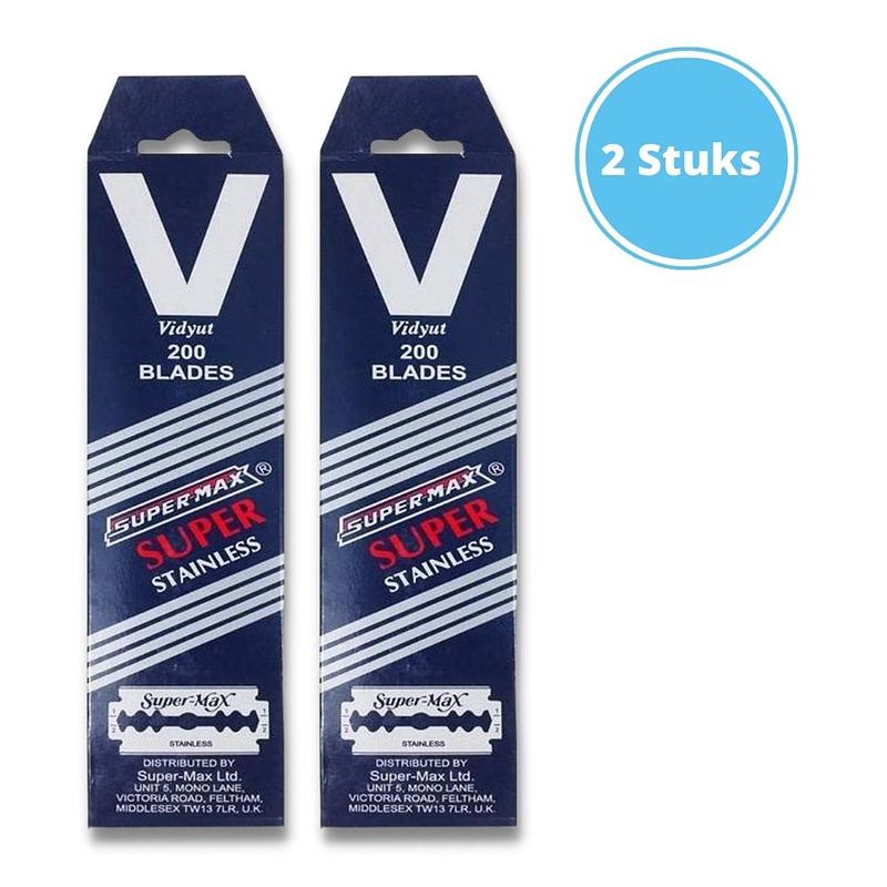 Foto van Supermax super stainless double edge razor blades - 200 mesjes - 2 stuks