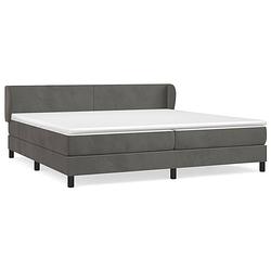 Foto van The living store boxspringbed - comfort - bed - 203 x 203 x 78/88 cm - donkergrijs - fluweel - massief larikshout