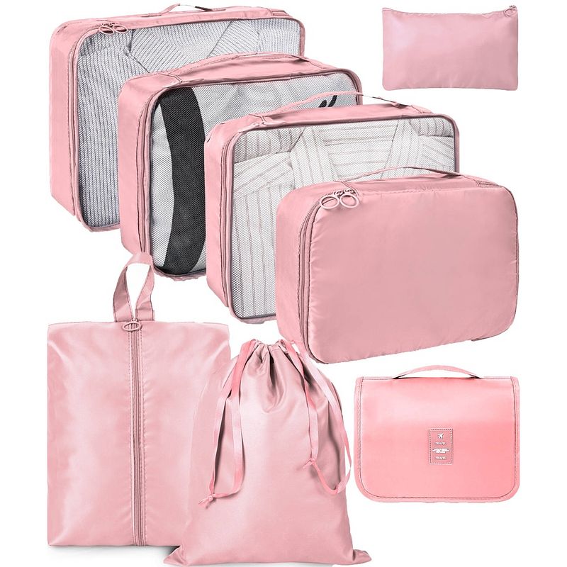 Foto van Fordig 8-delige packing cubes (roze) - bagage / koffer organizer
