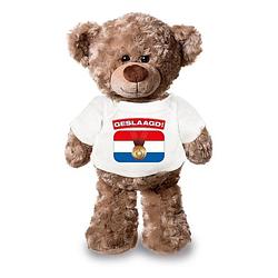 Foto van Knuffel teddybeer geslaagd! wit shirt 24 cm - knuffelberen