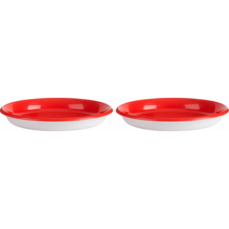 Foto van Trudeau borden leon plat 21 cm polypropyleen rood/wit 2 stuks
