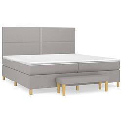 Foto van The living store boxspringbed - comfort - bed - matras - topmatras - bank - 203 x 200 x 118/128 cm - lichtgrijs