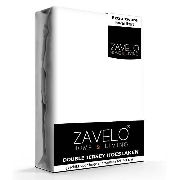 Foto van Zavelo double jersey hoeslaken wit-lits-jumeaux (180x200 cm)