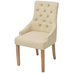 Foto van The living store eetkamerstoelen - naam - met armleuningen - afmetingen- 52 x 60 x 95.5 cm - kleur- crème - materiaal-