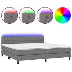 Foto van Vidaxl boxspring met matras en led stof donkergrijs 200x200 cm