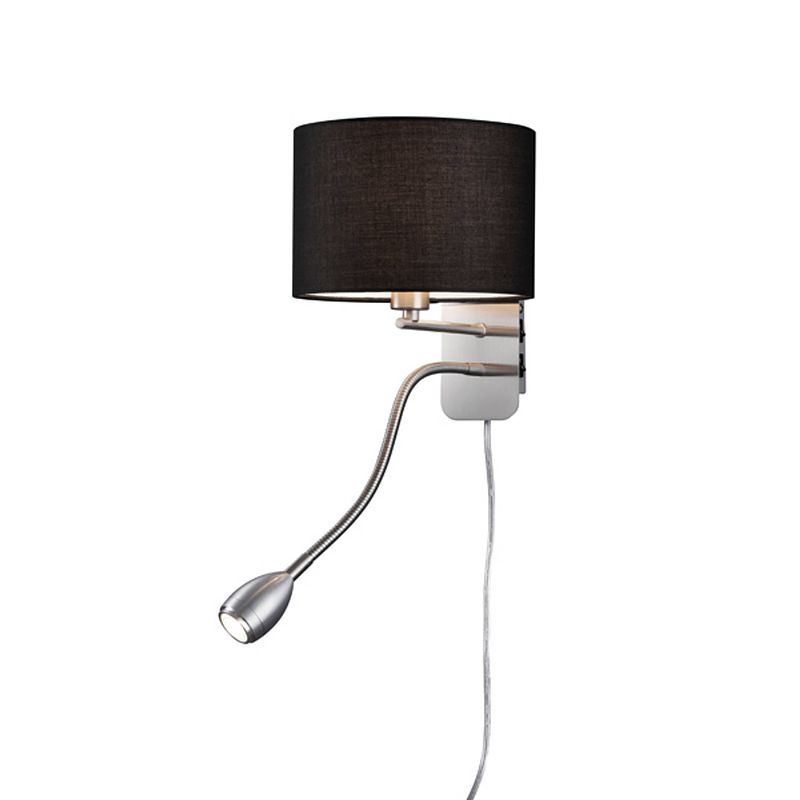 Foto van Moderne wandlamp met leeslamp hotel - metaal - zwart