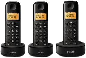 Foto van Philips dect draadloze telefoon met 3 handsets