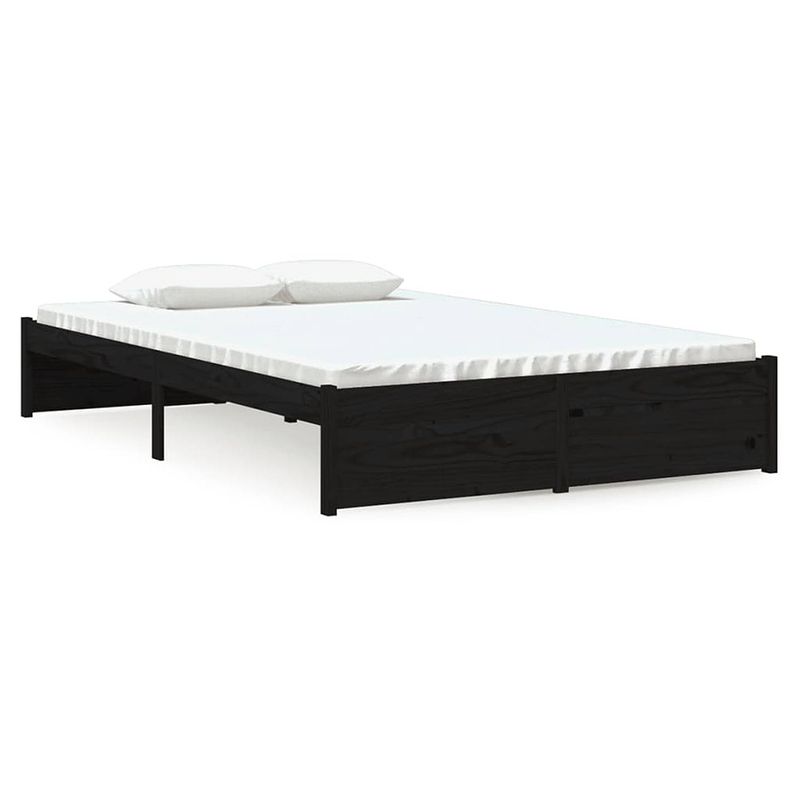 Foto van The living store bedframe - grenenhout - 120 x 190 cm - stabiel en stevig - zwart