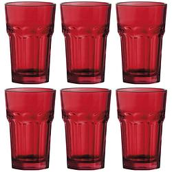 Foto van 12x sap/water glazen basic 300 ml rood - drinkglazen