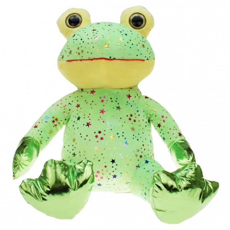 Foto van Pluche groene kikker knuffel met glitters 30 cm speelgoed - knuffeldier