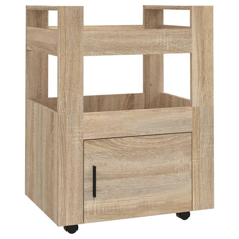 Foto van The living store keukentrolley 60x45x80 cm bewerkt hout sonoma eikenkleurig - keukentrolley