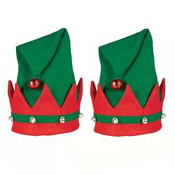 Foto van 3x stuks kerstelfen verkleed hoed/muts voor volwassenen - verkleedstropdassen