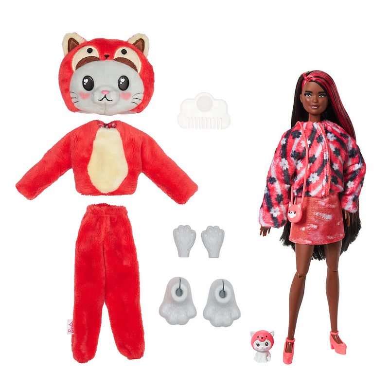 Foto van Barbie cutie reveal kitten in rood pandakostuum