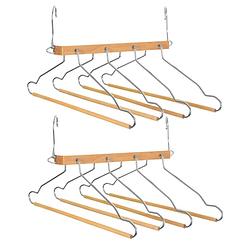Foto van Set van 2x stuks luxe kledinghanger/broekhanger voor 4 broeken/shirts 42 x 45 cm - kledinghangers