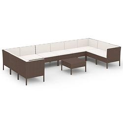 Foto van Vidaxl 11-delige loungeset met kussens poly rattan bruin